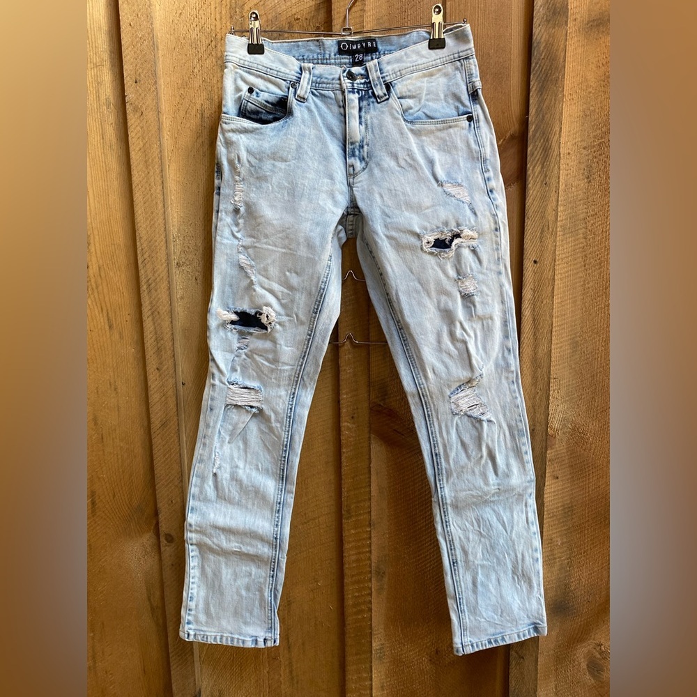 EMPYRE Skeletor Acid Wash Distressed Ripped Jeans Mens Size 28